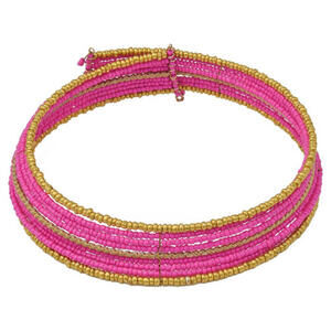 NEW Collection XIIX Pink Gold Seed Bead Wrap Collar Necklace Layered 17" Long